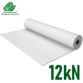 Geowłóknina HOMOLOGOWANA PP Polipropylenowa 12kN/m2. Szerokość 1 m x 50 mb. 50 m2